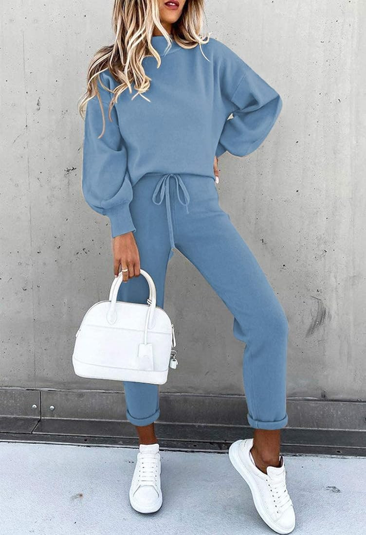 Fixmatti Women's 2 Piece Outfits Long Sleeve Pullover Sweatshirt Jogger Pants Sweatsuit | Amazon (US)