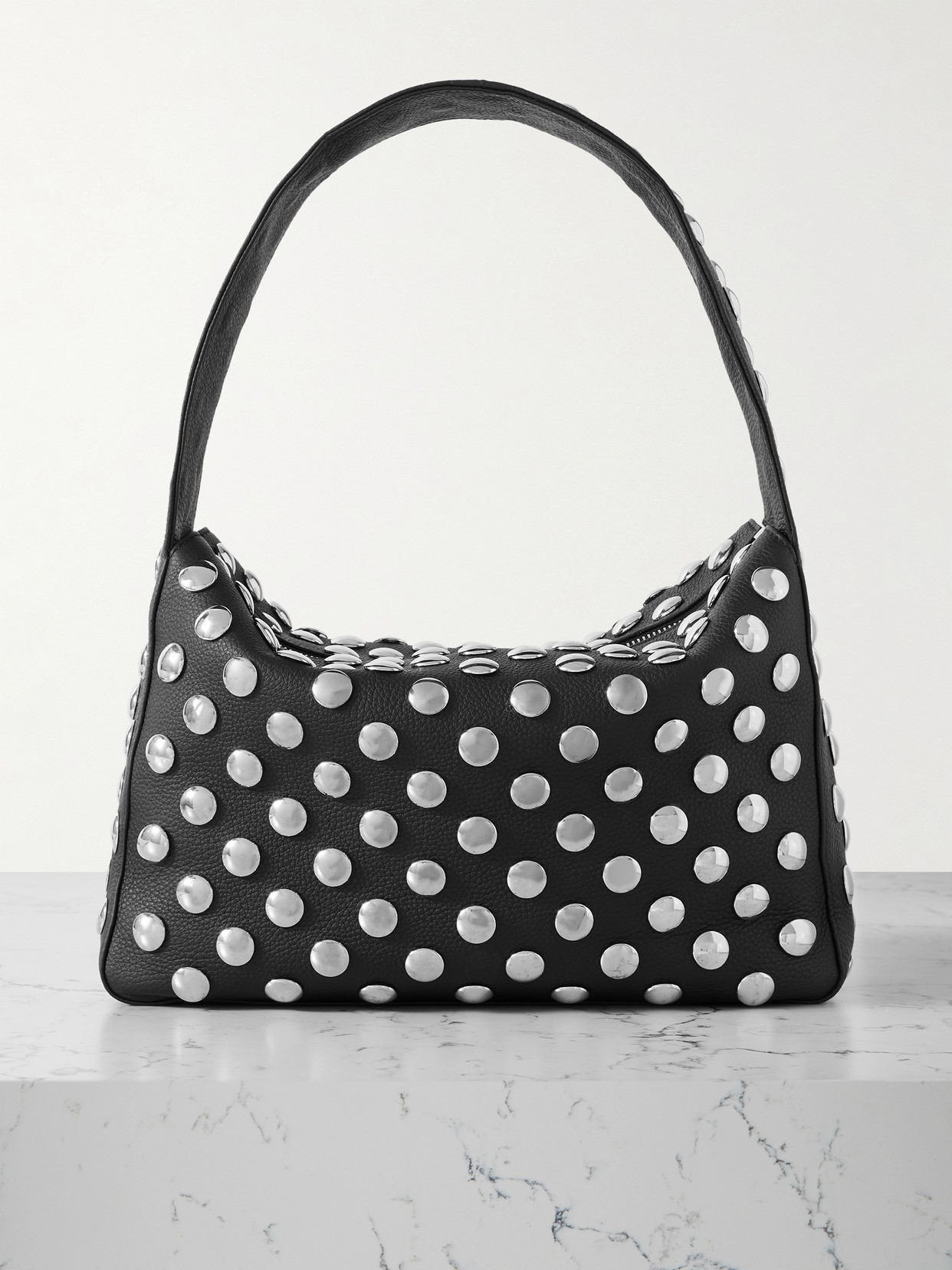 KHAITE - Elena Studded Textured-leather Shoulder Bag - Black | NET-A-PORTER (US)