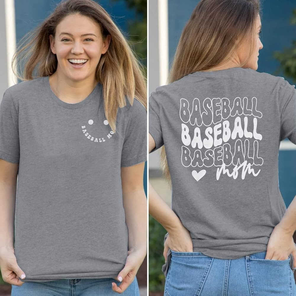 Baseball Mom Shirts for Women Funny Mama Baseball Graphic T Shirt Casual Short Sleeve Gift Tee T... | Amazon (US)