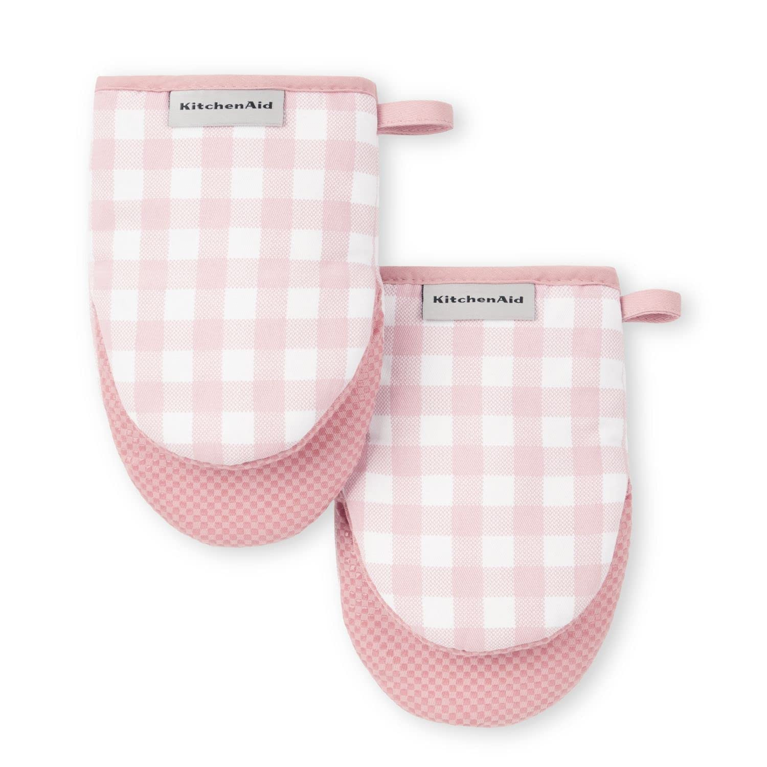 KitchenAid Gingham Mini Oven Mitt 2-Pack Set, Dried Rose, 5.5"x8" | Amazon (US)