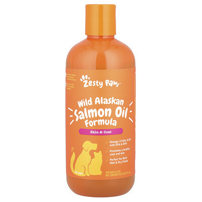 Zesty Paws, Wild Alaskan Salmon Oil Formula, For Dogs & Cats, All Ages, 16 fl oz (473 ml) | iHerb