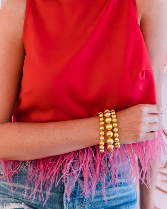 Georgia - Gold Beaded Bracelet Set - 2 - 10MM and  1- 14MM | Lisi Lerch Inc