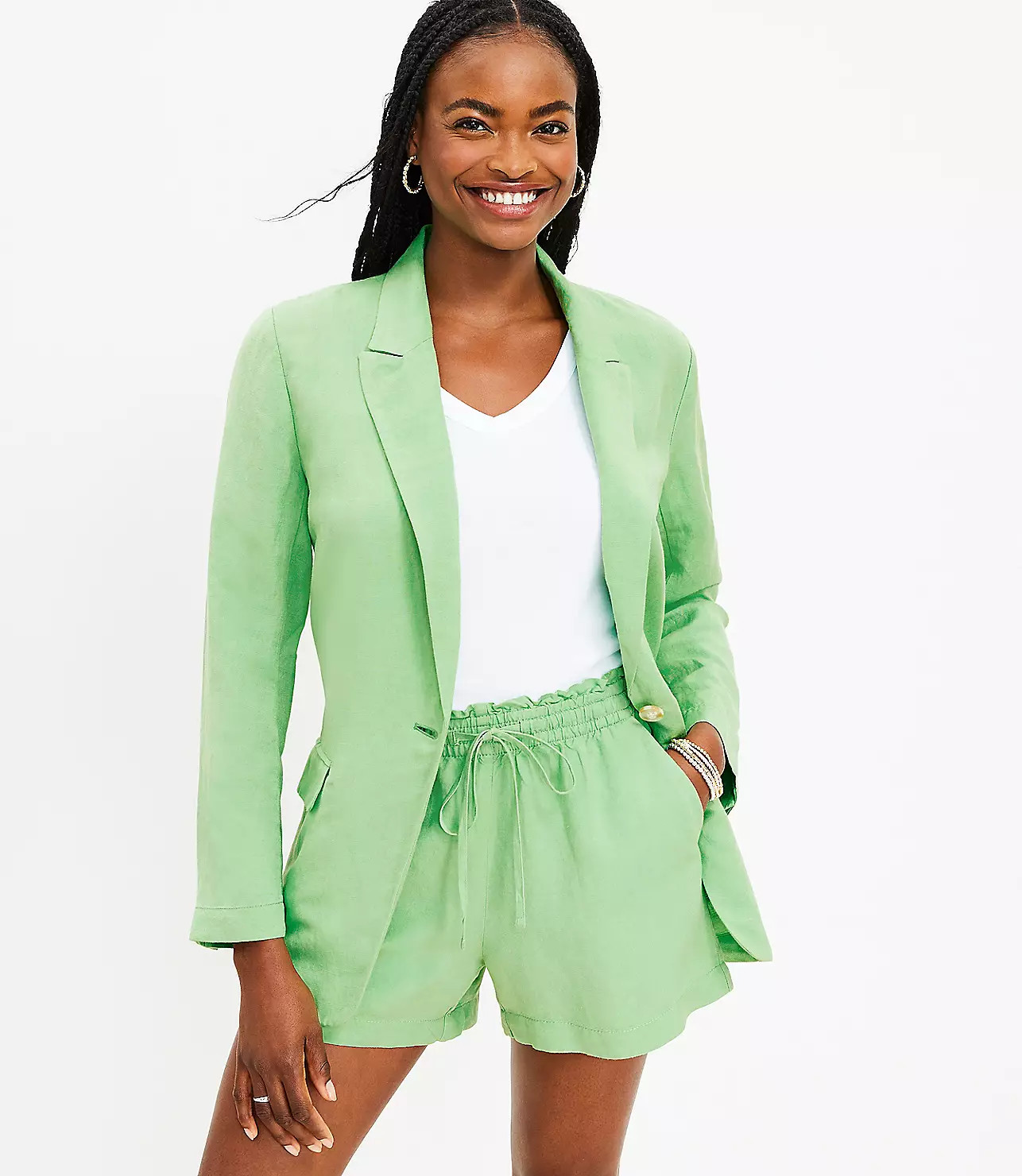 Linen Blend Relaxed Blazer | LOFT