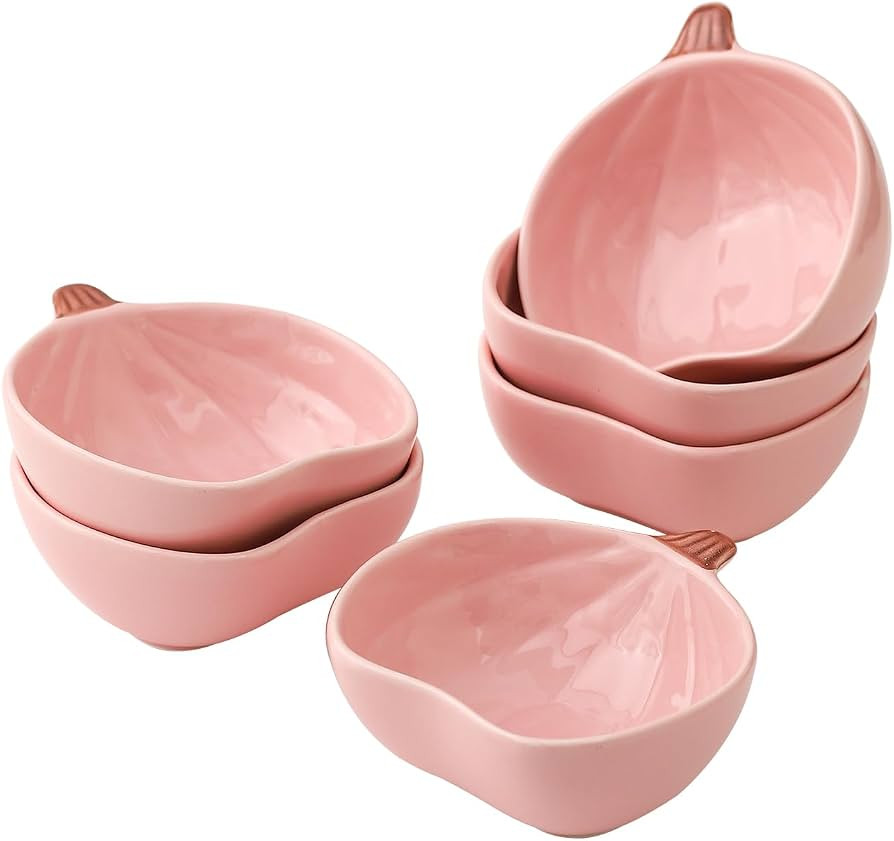 Pink Pumpkin Bowls, 6 oz Ceramic Ramekins, Set of 6 | Amazon (US)