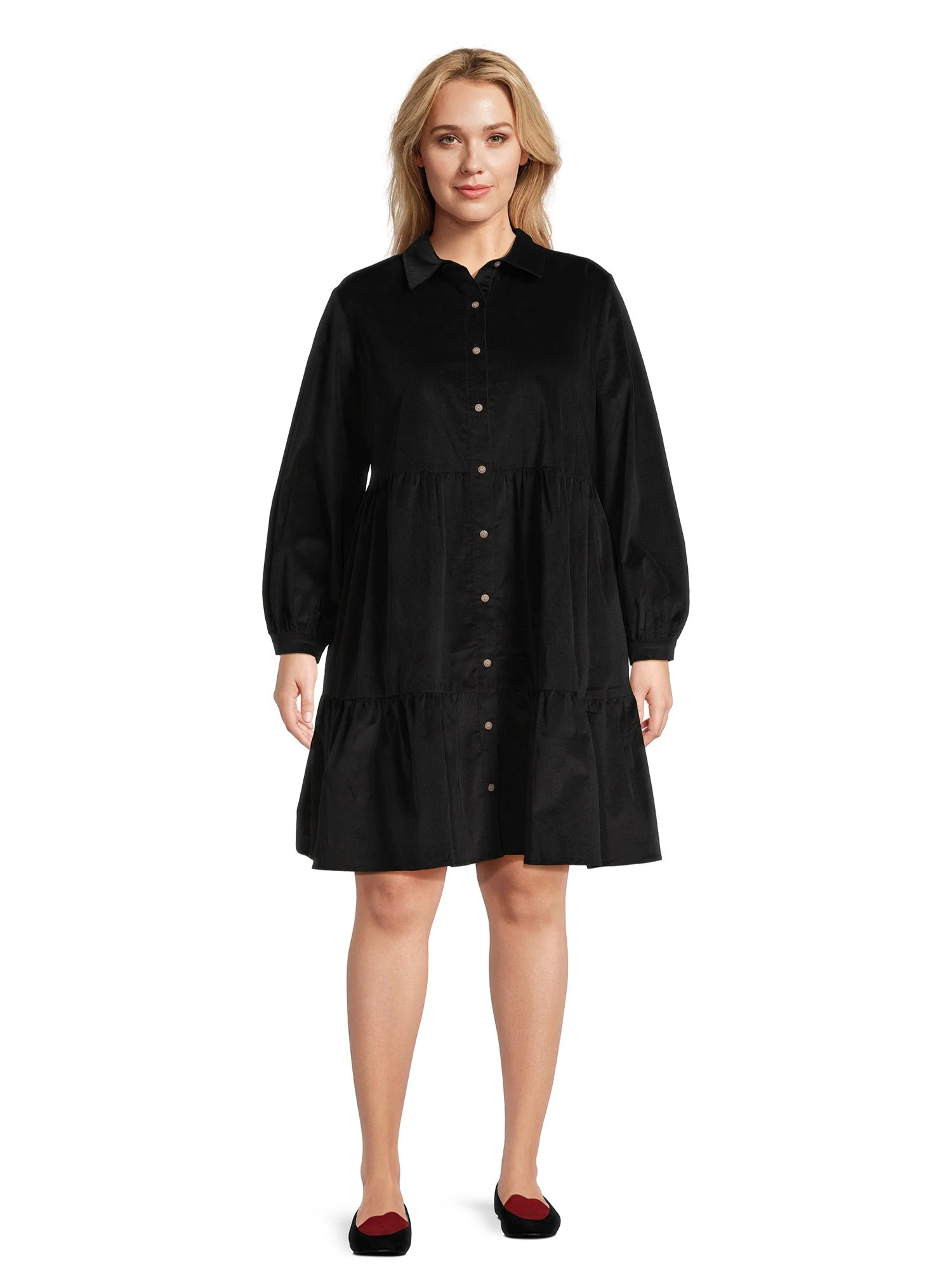 Terra & Sky Women’s Plus Size Tiered Corduroy Dress | Walmart (US)