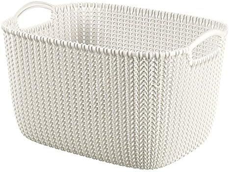Curver 229312 Knit Large Rectangular Storage Basket, Oasis White, 19 Litre | Amazon (UK)