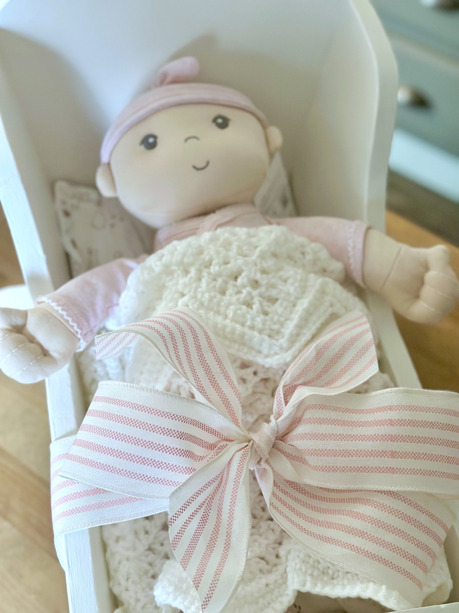 Perfect first baby doll in a cradle! Cradle was thrifted and refinished. Linking sweet soft baby doll and bedding! 

#LTKKids #LTKmomlife #LTKBaby