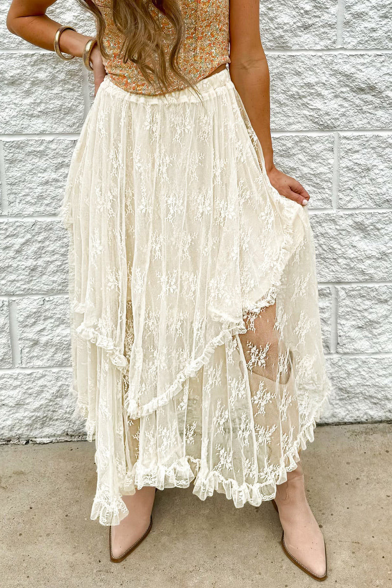 Lace Tiered Midi Skirt | Charming Charlie