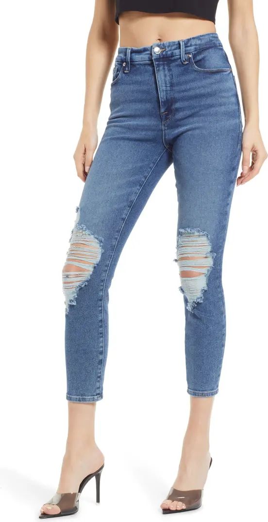 Good American Good Waist Ripped Crop Skinny Jeans | Nordstrom | Nordstrom