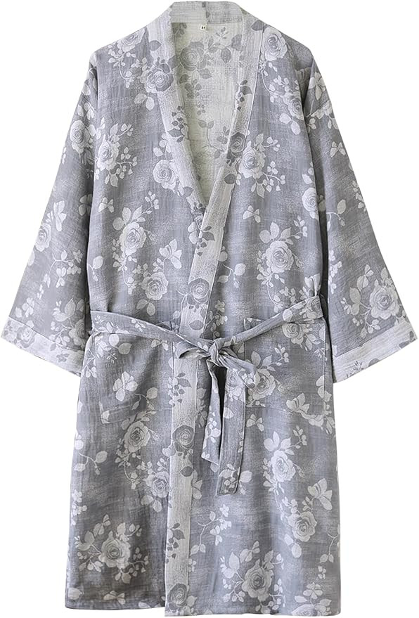 Women Cotton Gauze Robe Yukata Muslin Kimono Bathrobe | Amazon (US)
