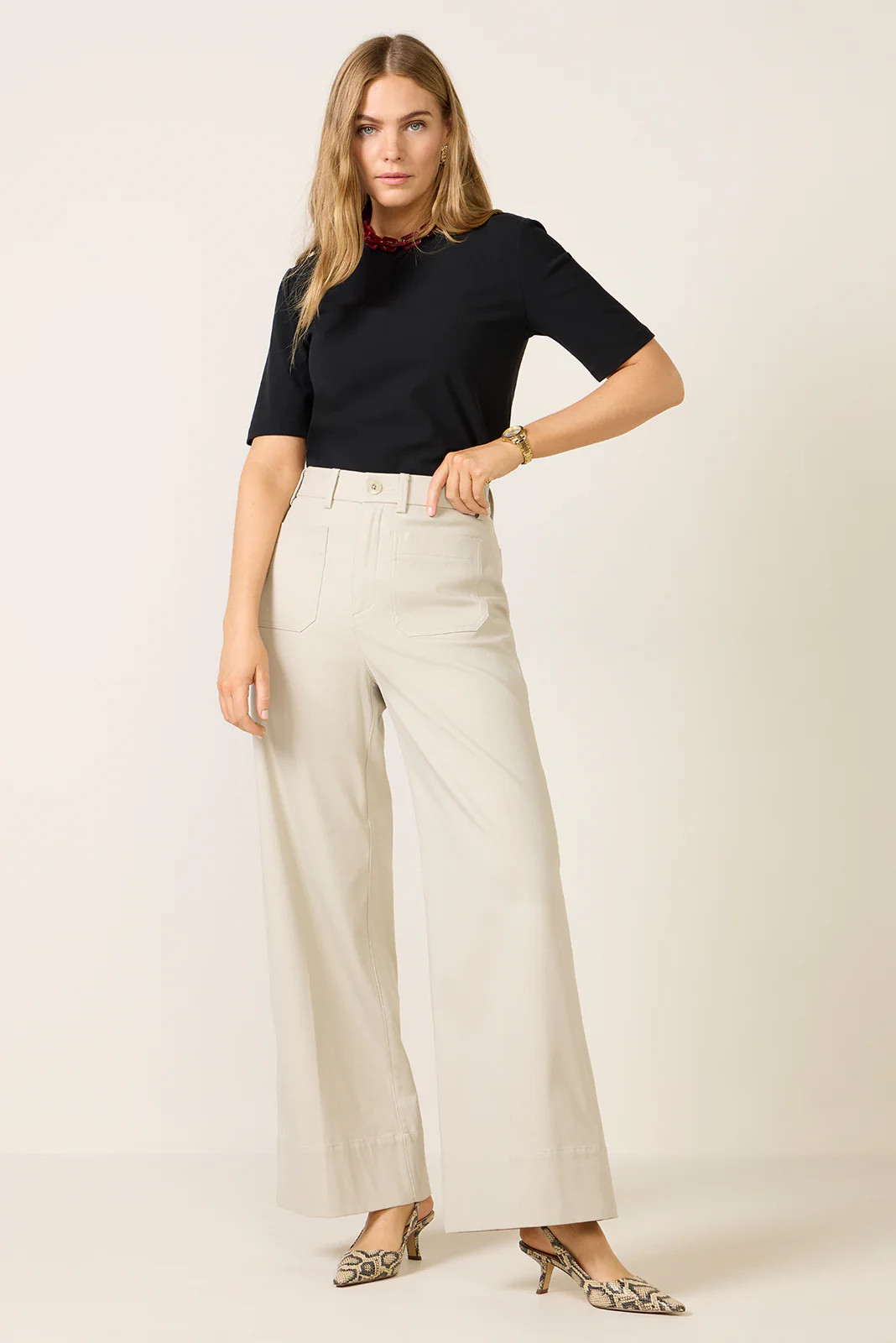 Stretch Twill Patch Pocket Wide Leg | Evereve