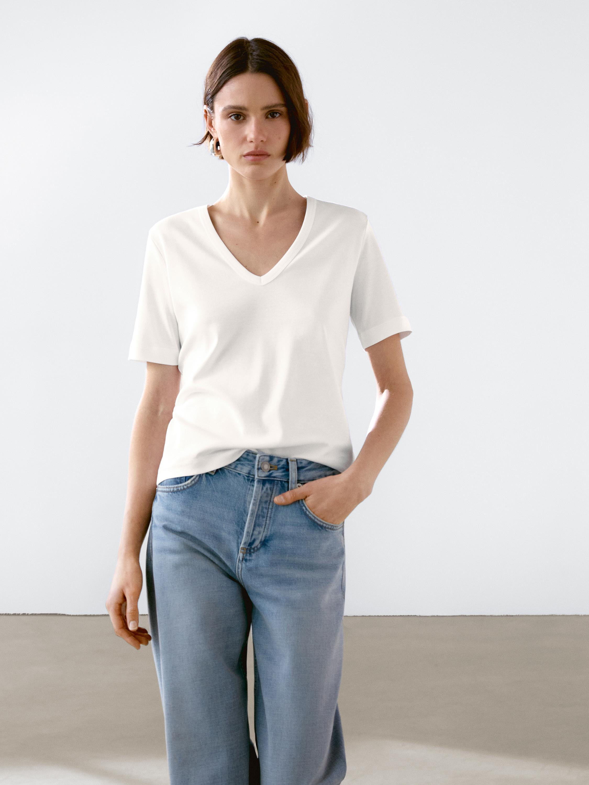 100% cotton short sleeve T-shirt | Massimo Dutti UK