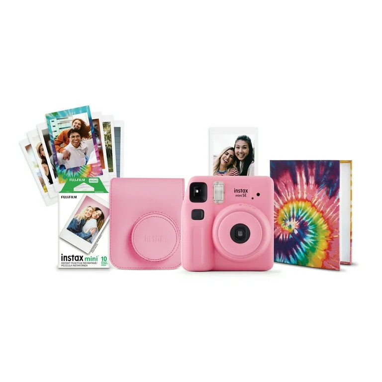 Fujifilm instax Mini SE Instant Camera with Case, Album, 10 Pack of Film, and Frame Stickers, Pin... | Walmart (US)