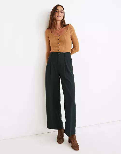 Drapey Pleated Wide-Leg Pants | Madewell