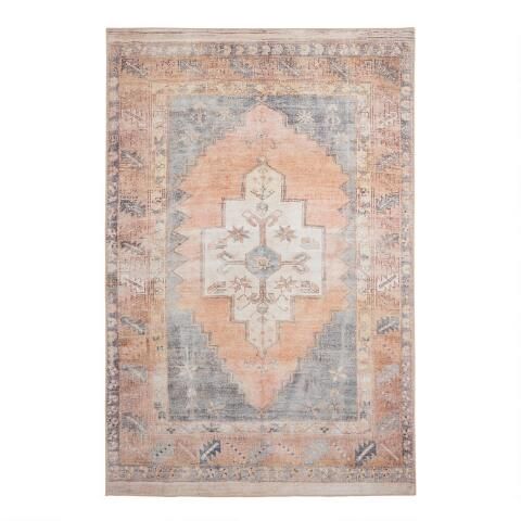 Chelsea Blush And Blue Persian Style Area Rug | World Market