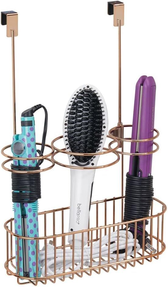 mDesign Steel Over Cabinet Door Hair Care, Hot Styling Tool Organizer Storage Basket for Hair Dry... | Amazon (US)
