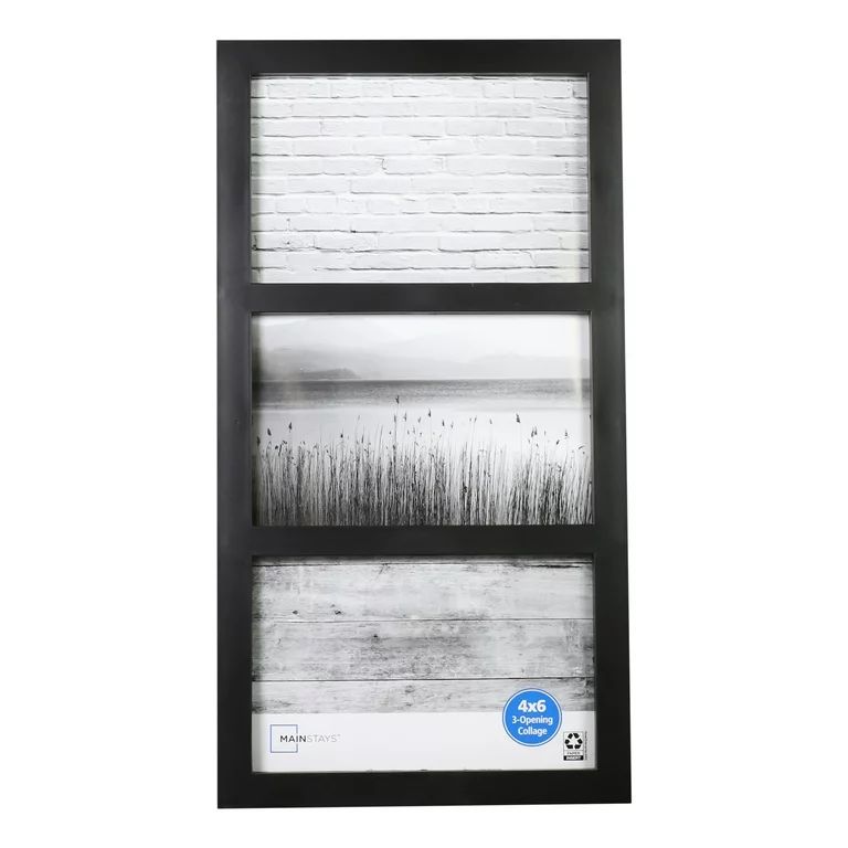 Mainstays 4x6 3-Opening Linear Gallery Collage Picture Frame, Black | Walmart (US)