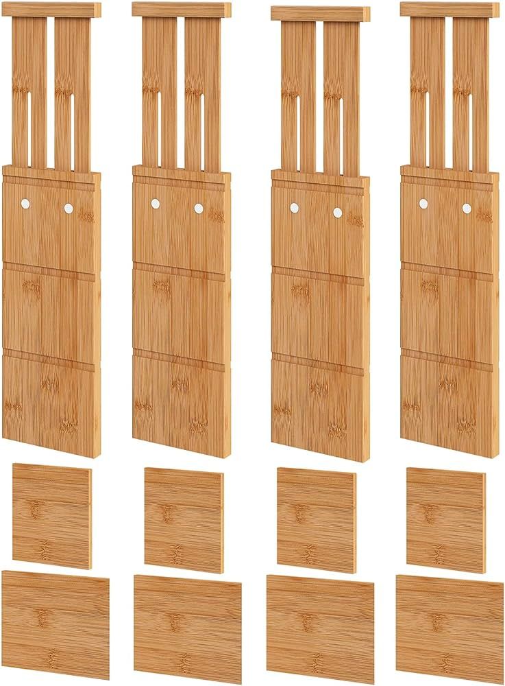 Vriccc 4.4" High Drawer Dividers with Inserts, Bamboo Drawer Dividers for Clothes, Expandable fro... | Amazon (US)