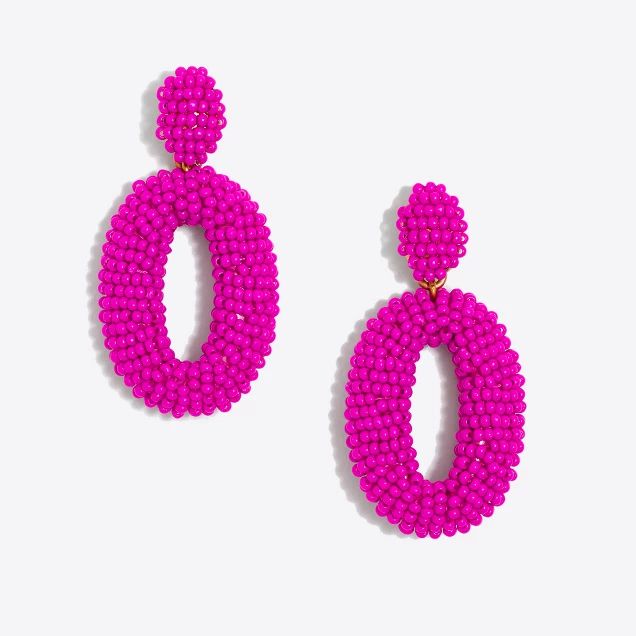 Beaded oval dangle statement earrings | J.Crew Factory