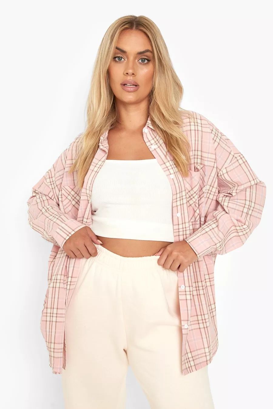 Plus Oversized Flannel Shirt | Boohoo.com (US & CA)