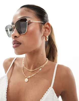 ALDO Meraria metal square sunglasses in black and gold | ASOS (Global)