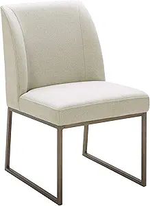 Amazon Brand – Rivet Contemporary Dining Chair with Brass Metal Base, 34"H, Chalk | Amazon (US)