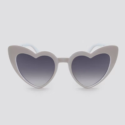 Women's Heart Shaped Plastic Silhouette Sunglasses - Wild Fable™ White | Target