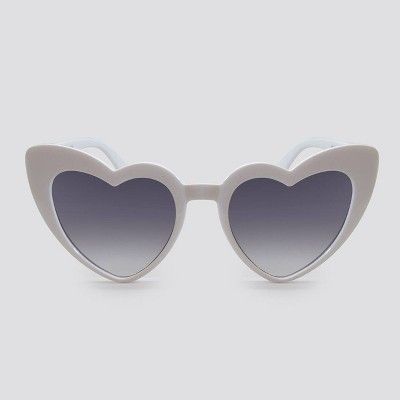 Women&#39;s Heart Shaped Plastic Silhouette Sunglasses - Wild Fable&#8482; White | Target