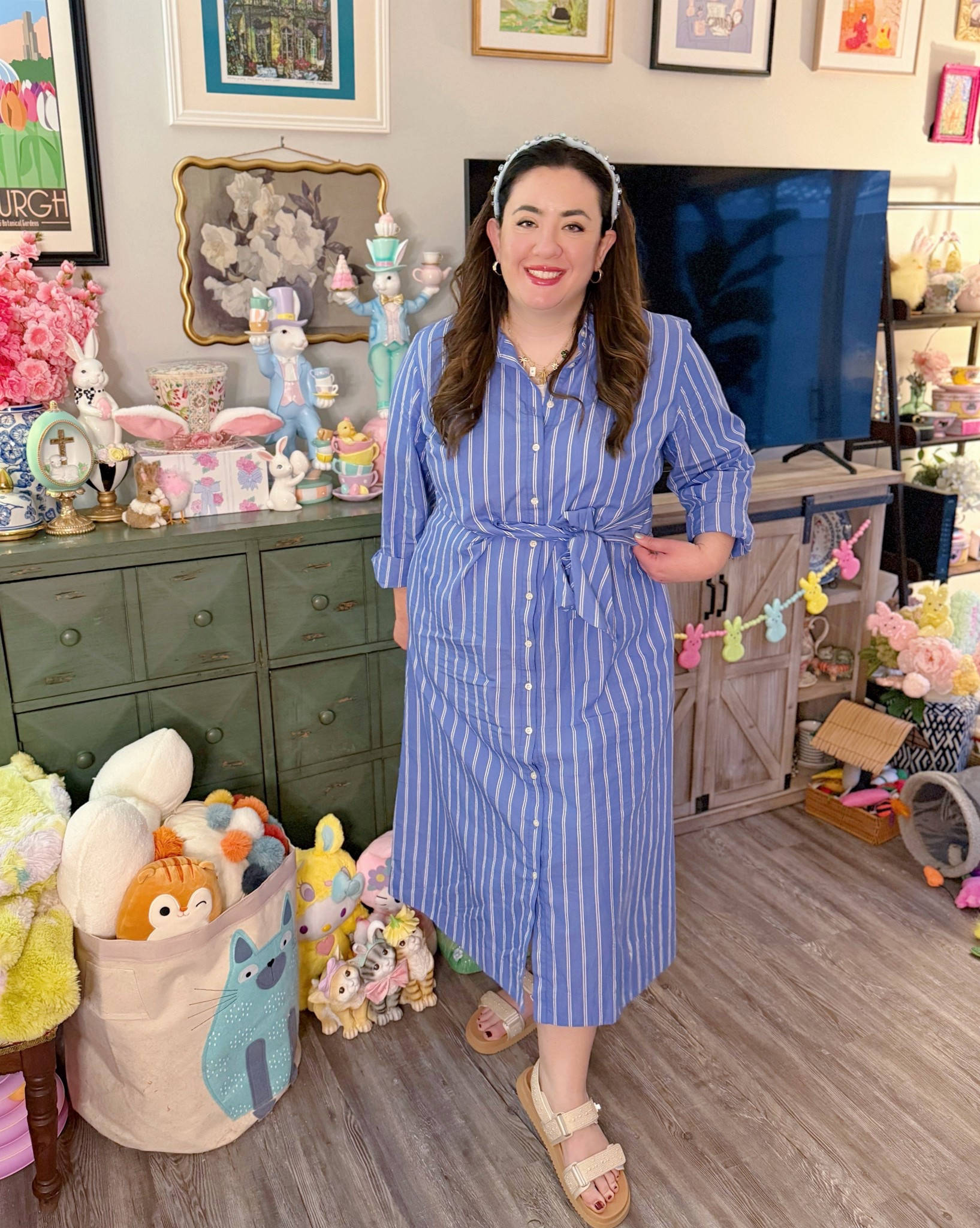 Blue and white striped shirtdress with tie waist 

#LTKMidsize #LTKFindsUnder50 #LTKSeasonal