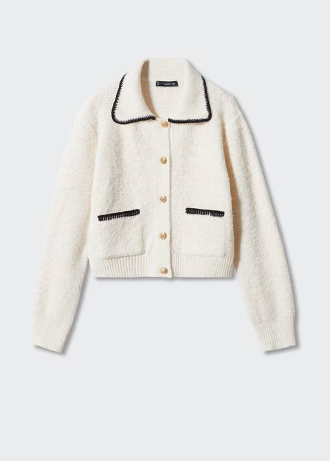 Contrast trims cardigan -  Women | Mango United Kingdom | MANGO (UK)