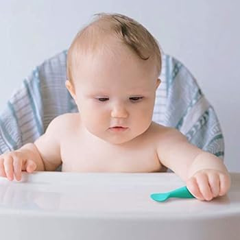 PandaEar Baby Infant Spoons BPA Free, 4-Pack, Soft Silicone, Self Feeding Fat Handle Utensil | Amazon (US)