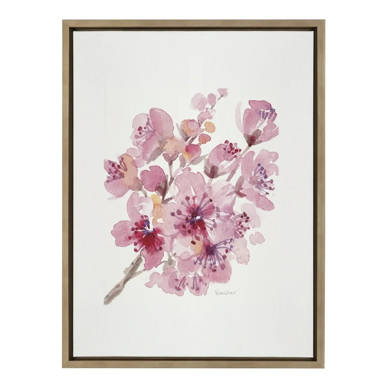 Kate and Laurel Sylvie Cherry Blossom 2 Framed Canvas Wall Art by Patricia Shaw, 18x24 Gold, Deco... | Walmart (US)