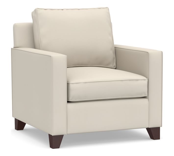 Cameron Square Arm Upholstered Armchair, Polyester Wrapped Cushions, Twill Cream | Pottery Barn (US)