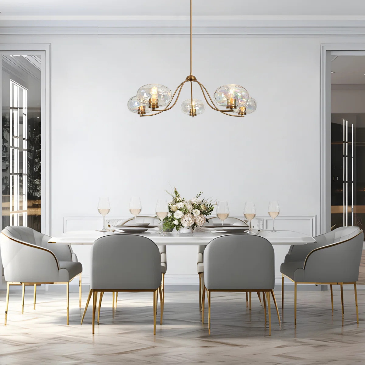 Mourine 5-Light Dimmable 41" Wide Chandelier with Rainbow Glass | Wayfair North America