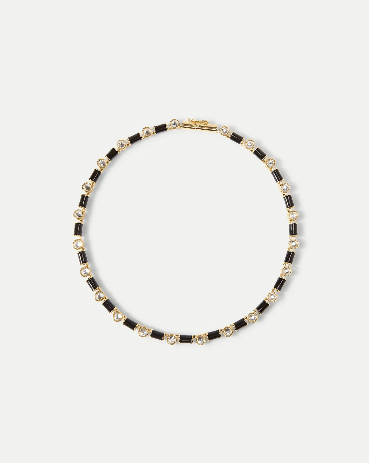 Black Enamel and Crystal Barrel Necklace | Veronica Beard