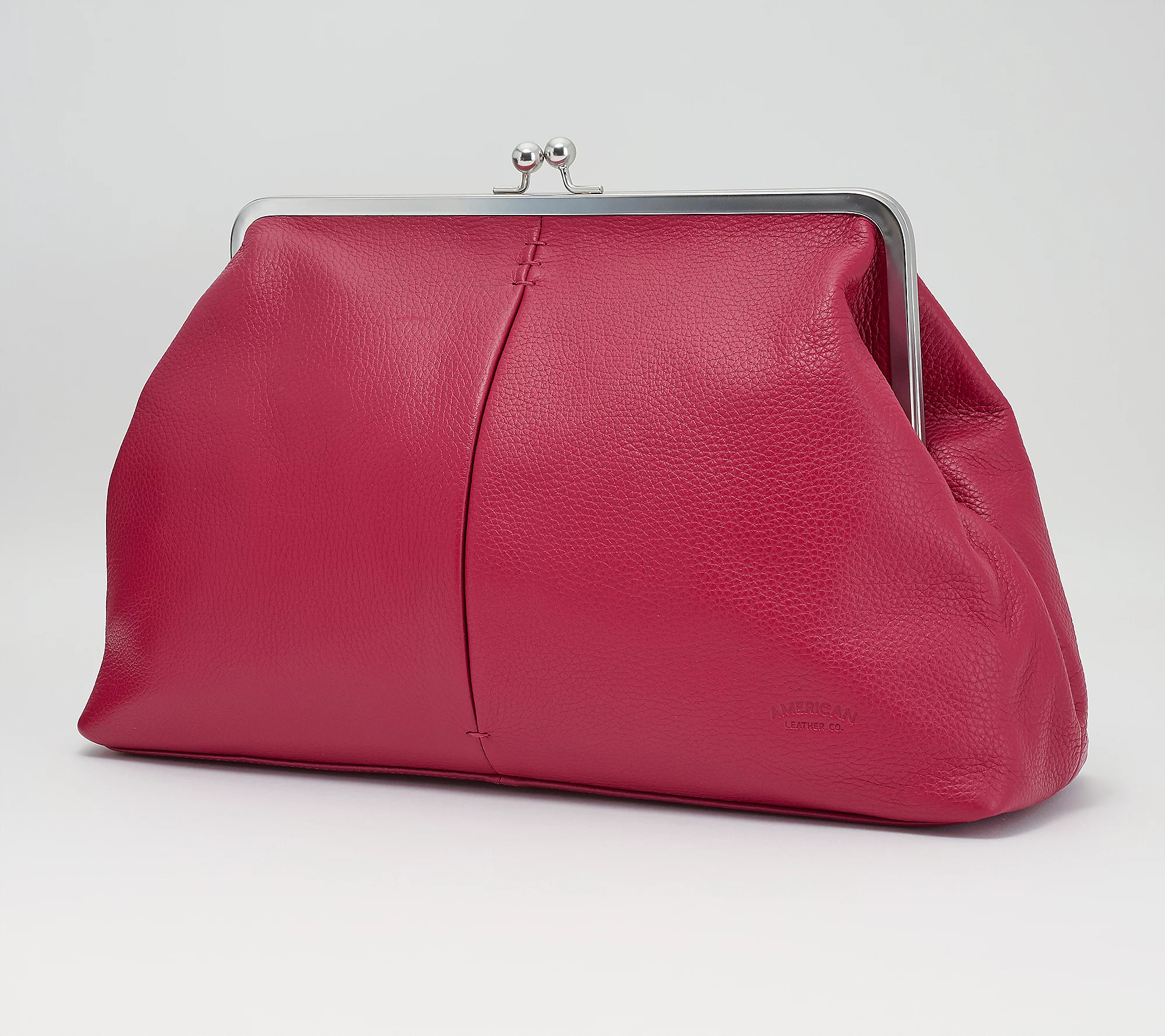 American Leather Co. Grace Frame Leather Kisslock Clutch | QVC