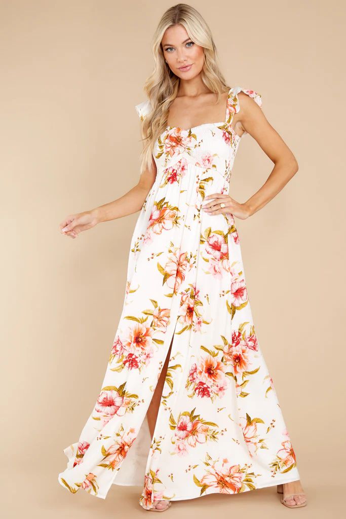 Know What I Want White Floral Print Maxi Dress | Red Dress 