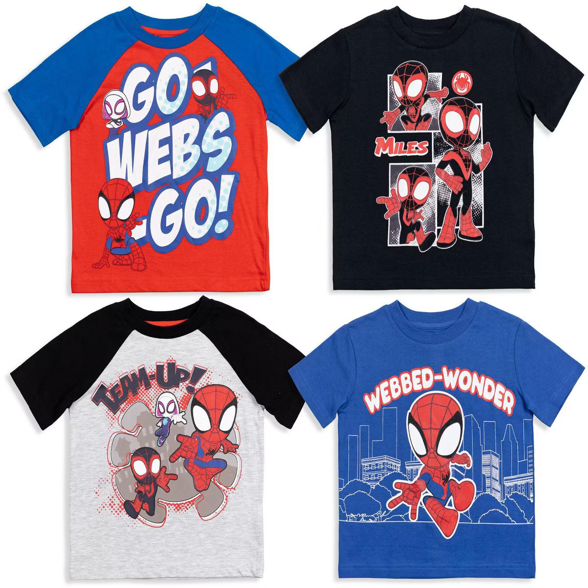 Marvel Avengers Spidey and His Amazing Friends Hulk Iron Man Spider-Man 4 Pack T-Shirts Toddler | Target