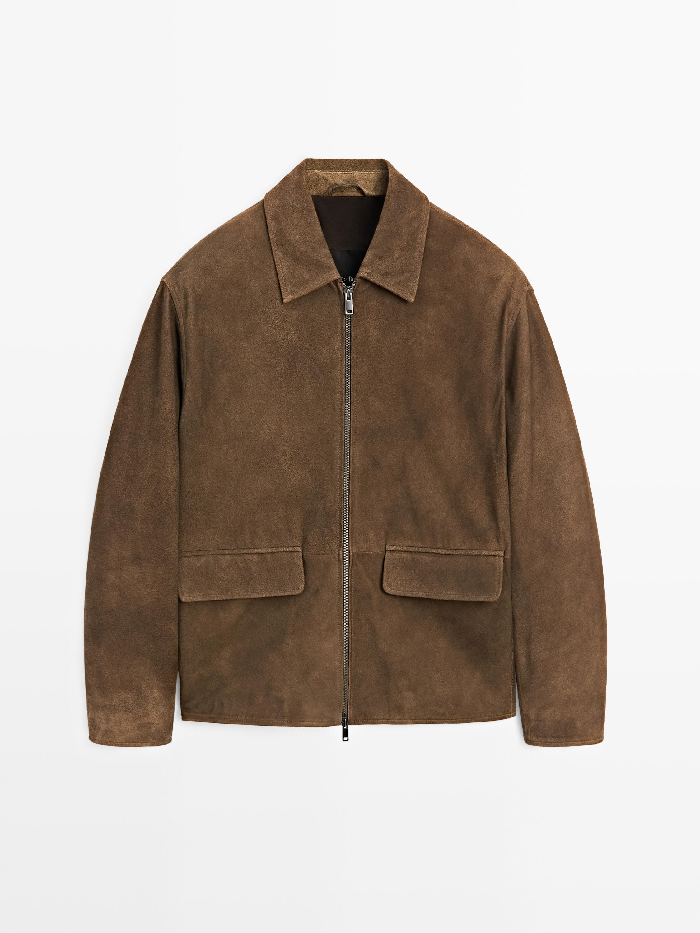 Napped suede jacket with faded detail | Massimo Dutti US