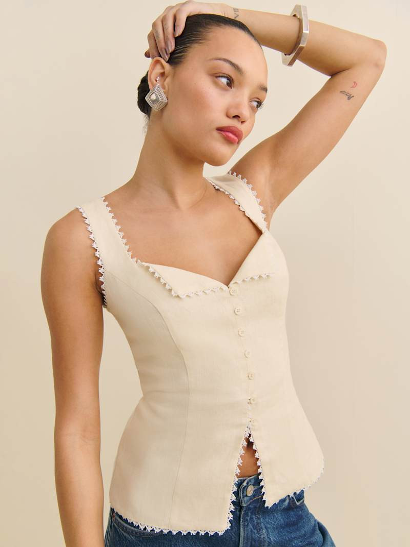 Viola Linen Top | Reformation (Global)