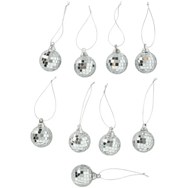 Mini Silver Disco Ball Christmas Hanging Ornaments, 9 Count, by Holiday Time - Walmart.com | Walmart (US)