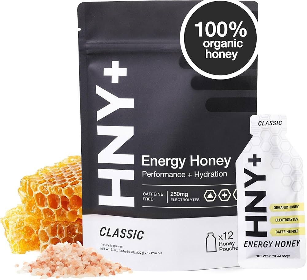 HNY+ Organic Honey Energy Gel with Electrolytes, Magnesium, Sea Salt & Potassium, Gluten Free & V... | Amazon (US)