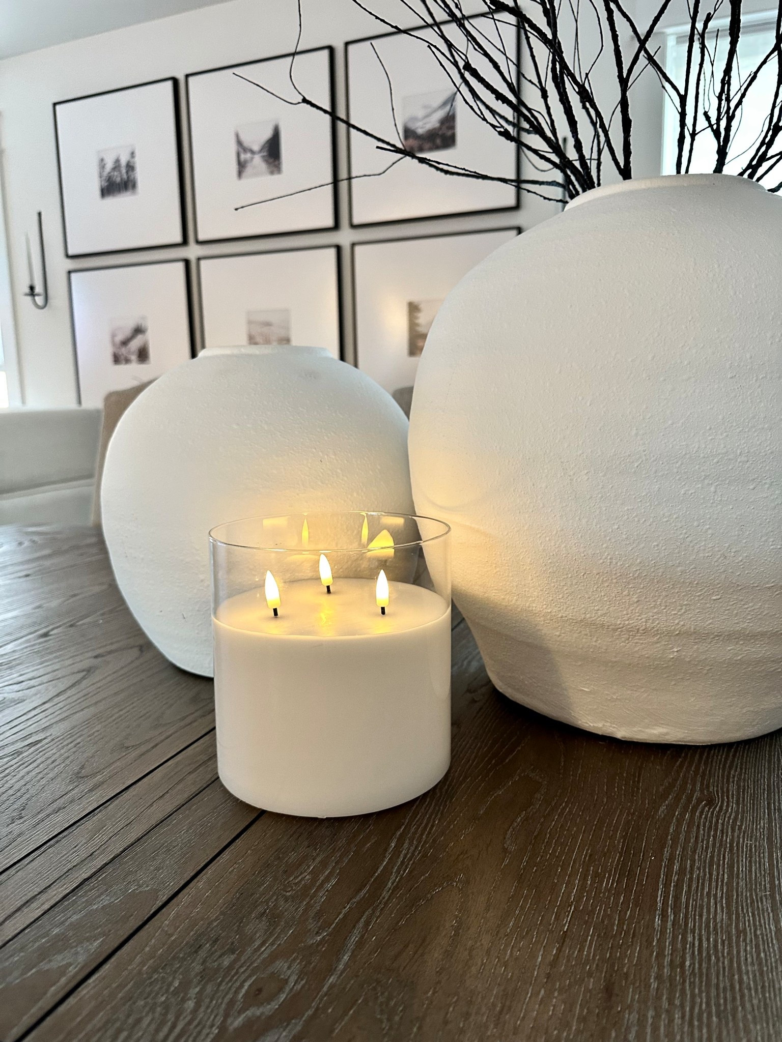 Beautiful flameless candle that flickers like the real thing. Elegant decor. Modern white vases. Black gallery wall flames and iron sconces. Modern organic home decor.

 Makes a great gift for bridal shower, friend, and mother day! 

Amazon home decor
Modern organic
Neutral home 

#LTKParties #LTKHome #LTKStyleTip