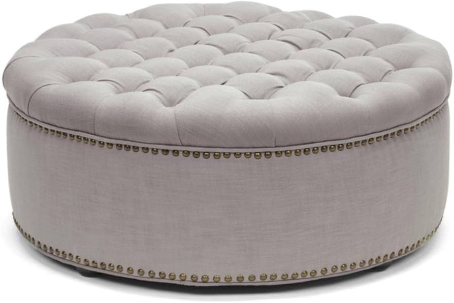Baxton Studio Iglehart Linen Modern Tufted Ottoman, Beige | Amazon (US)