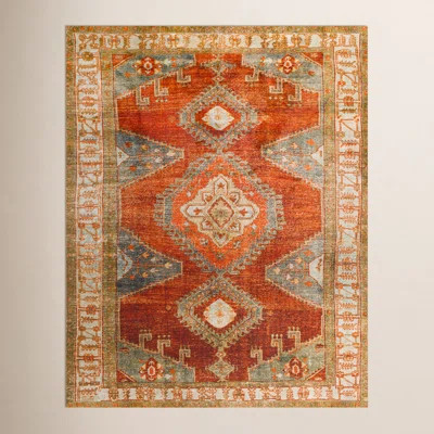 Mags Machine Washable Oriental Burnt Orange/Orange Area Rug | Wayfair North America