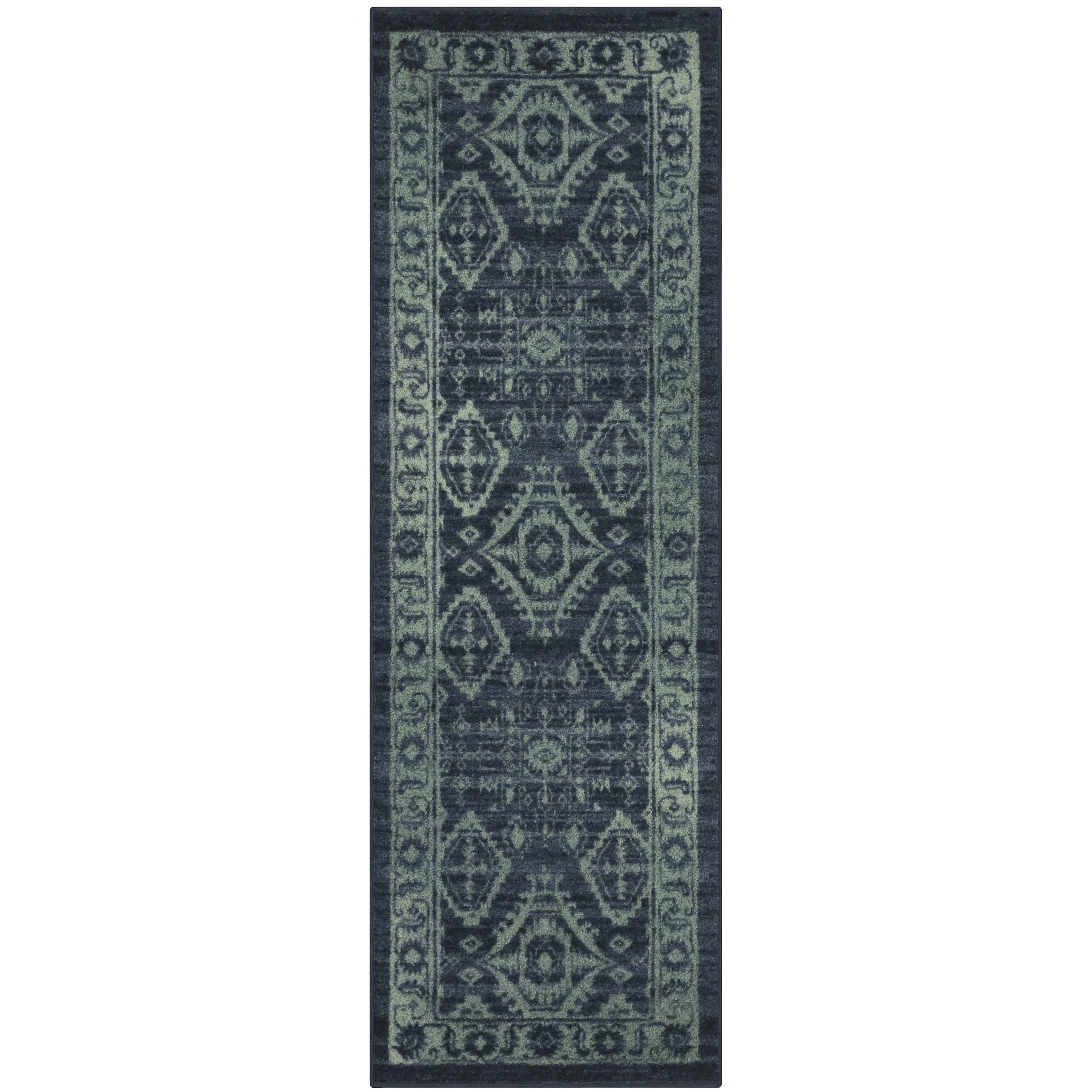 Maples Rugs - Made in USA - Georgina Traditional Washable Indoor Runner Rugs, 2' x 6', Navy/Green... | Walmart (US)