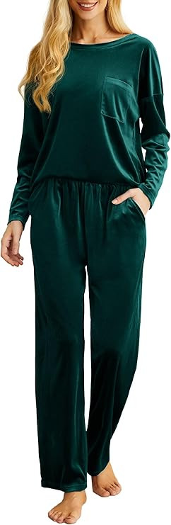 PrinStory 2024 Pajama Sets for Women Velvet Sleepwear 2 Piece Lounge Sets Soft Pjs Loungewear wit... | Amazon (US)