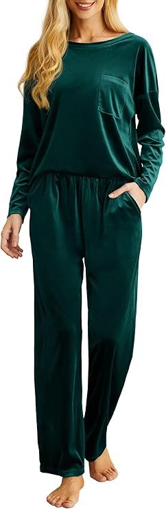 PrinStory 2024 Pajama Sets for Women Velvet Sleepwear 2 Piece Lounge Sets Soft Pjs Loungewear wit... | Amazon (US)