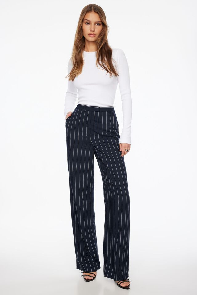 Pinstripe Wide Leg Pants | Dynamite Clothing