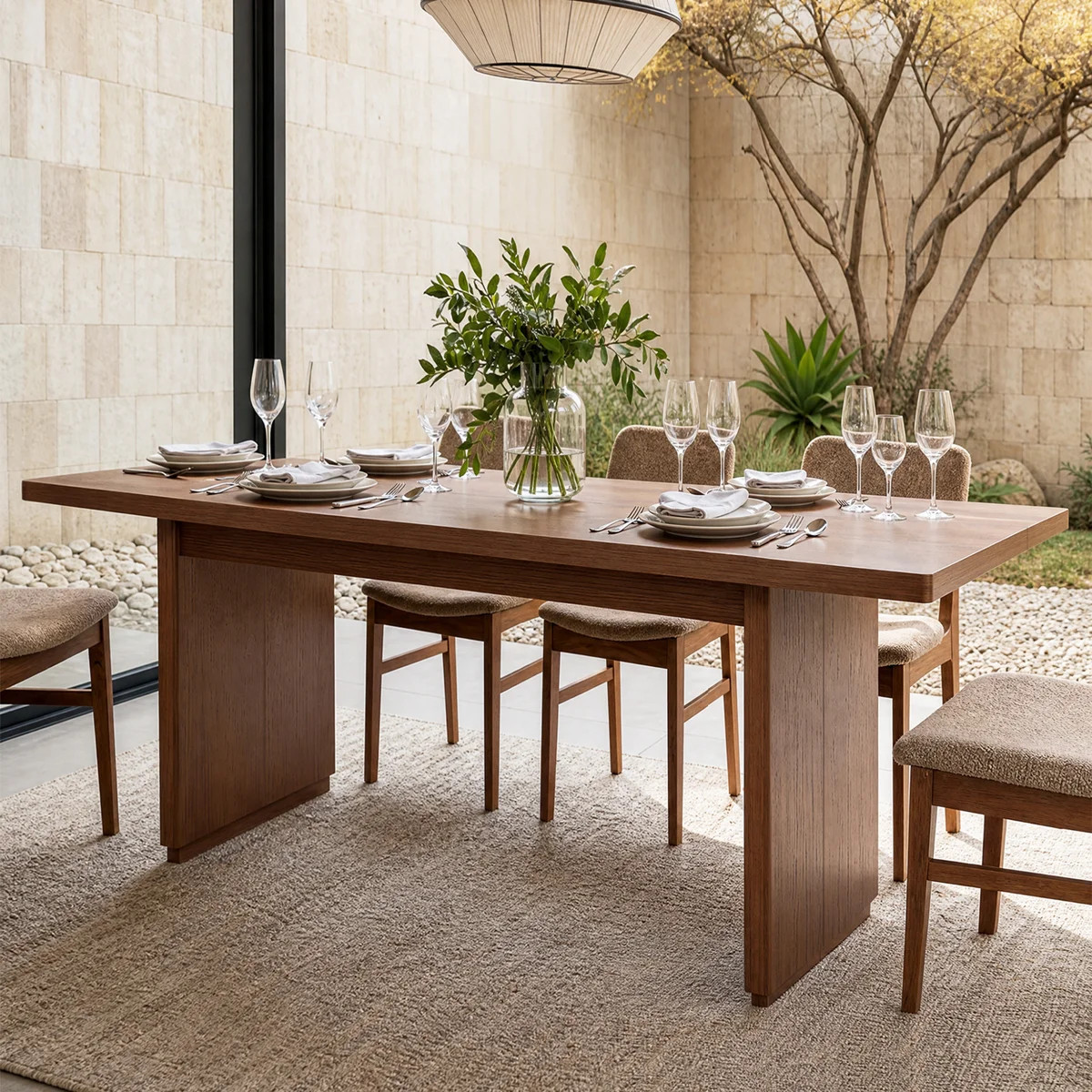 Aadi 83.9'' W Solid Wood Dining Table, Oak | Wayfair North America
